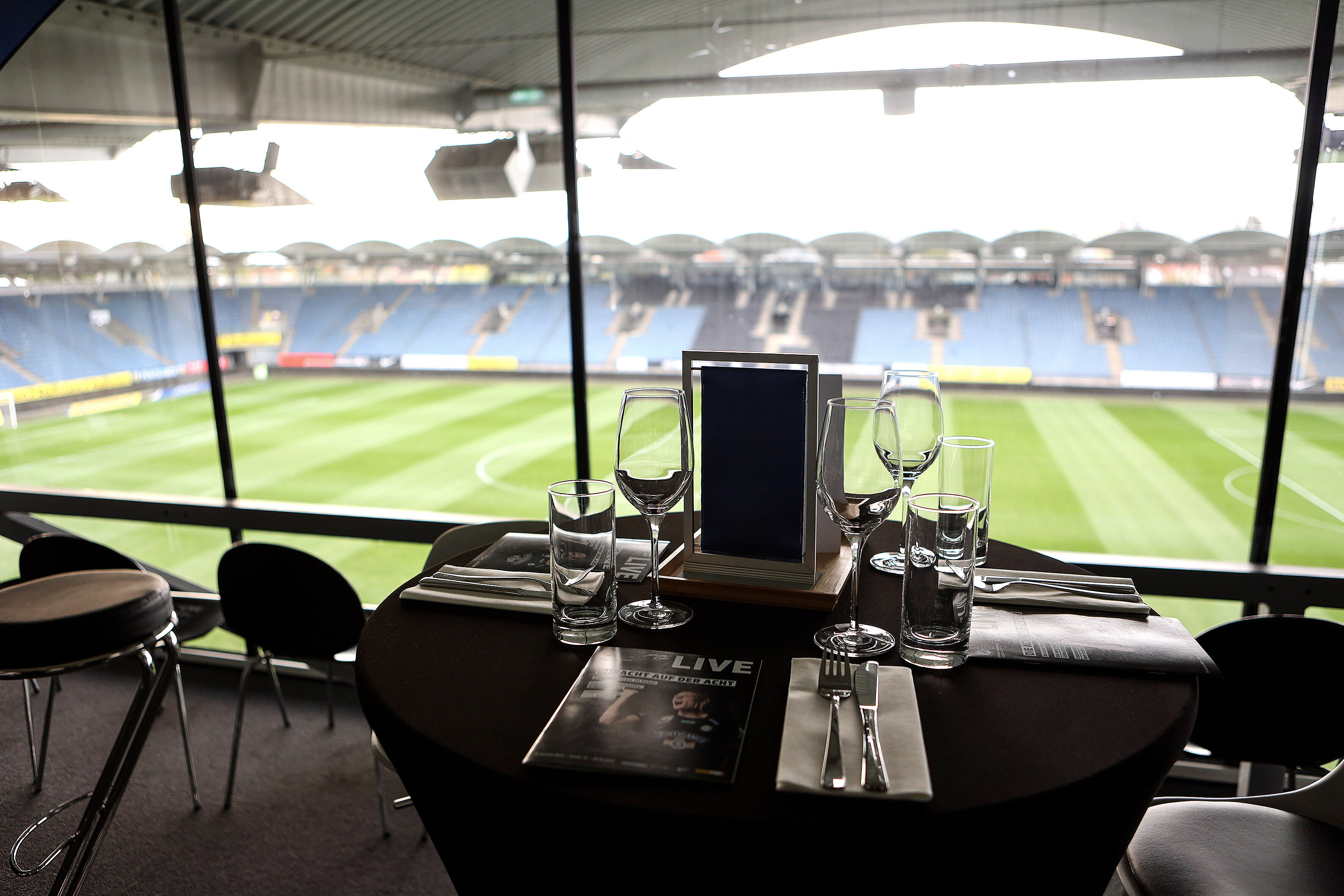 Blick auf das Spielfeld.