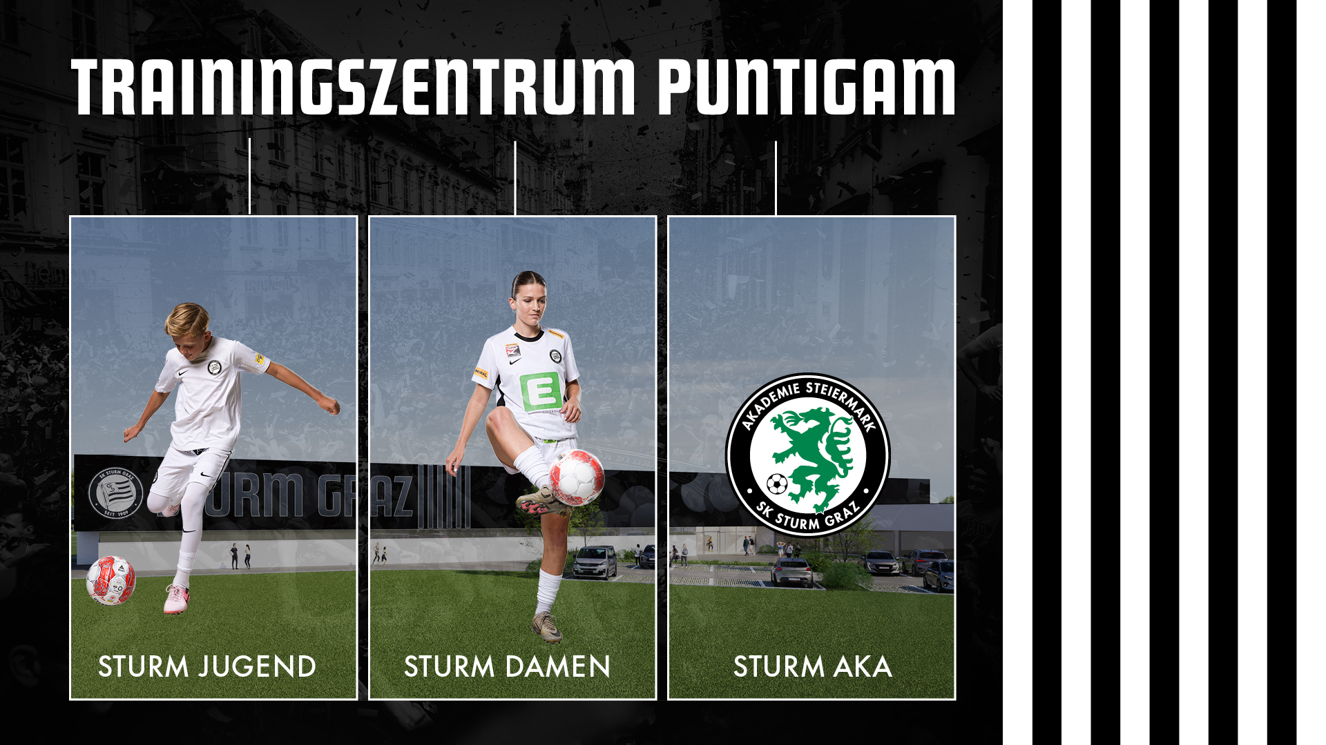 Spieler vor dem neuen Trainingszentrum