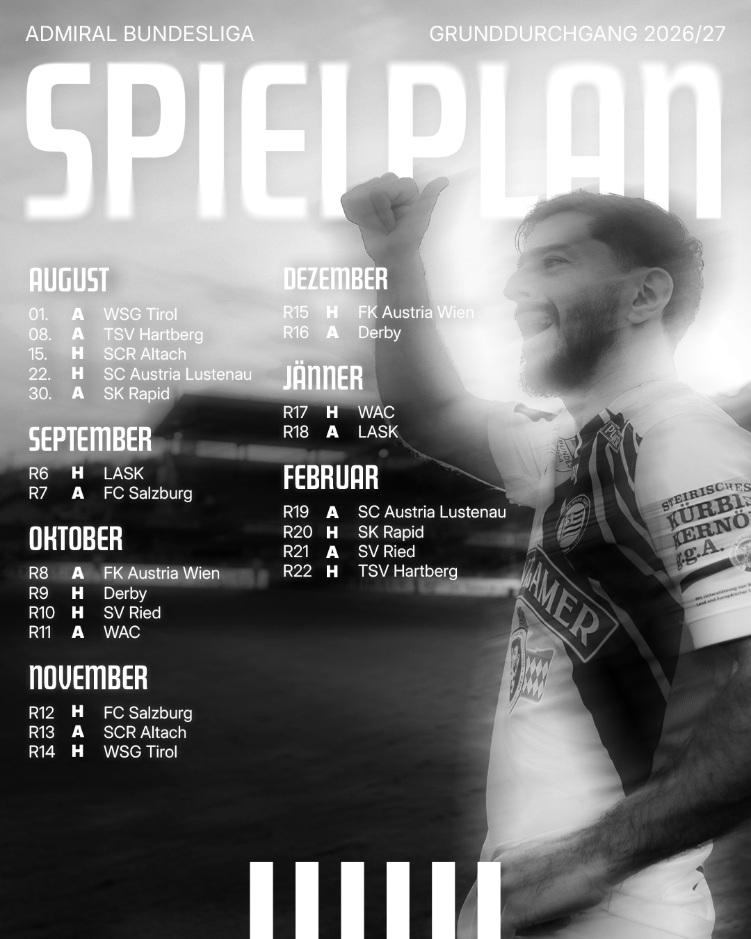 Ein Spielplan mit Terminen.