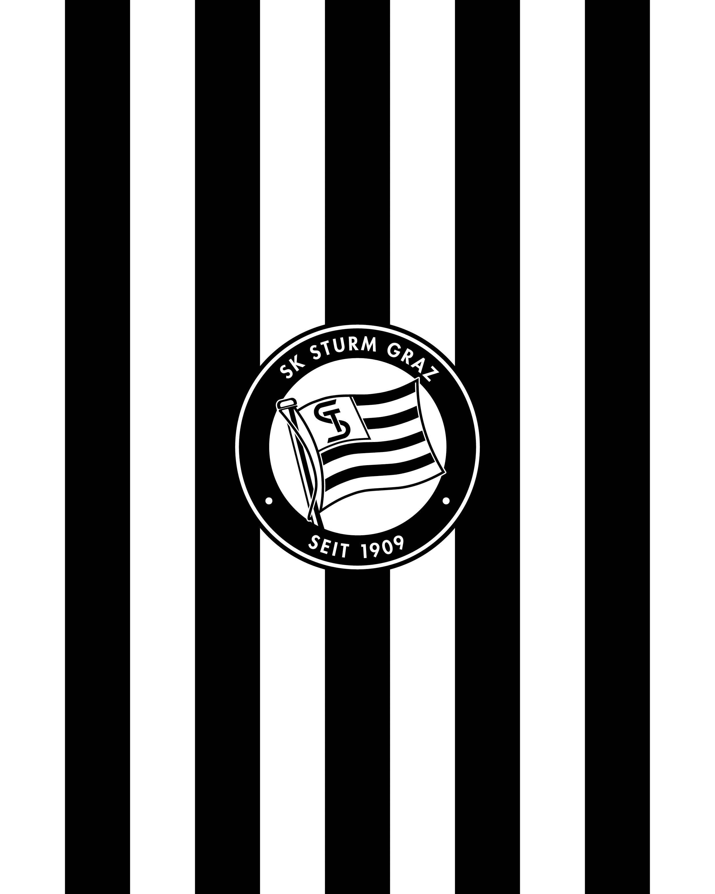 Ein Fußballlogo auf gestreiften Hintergrund