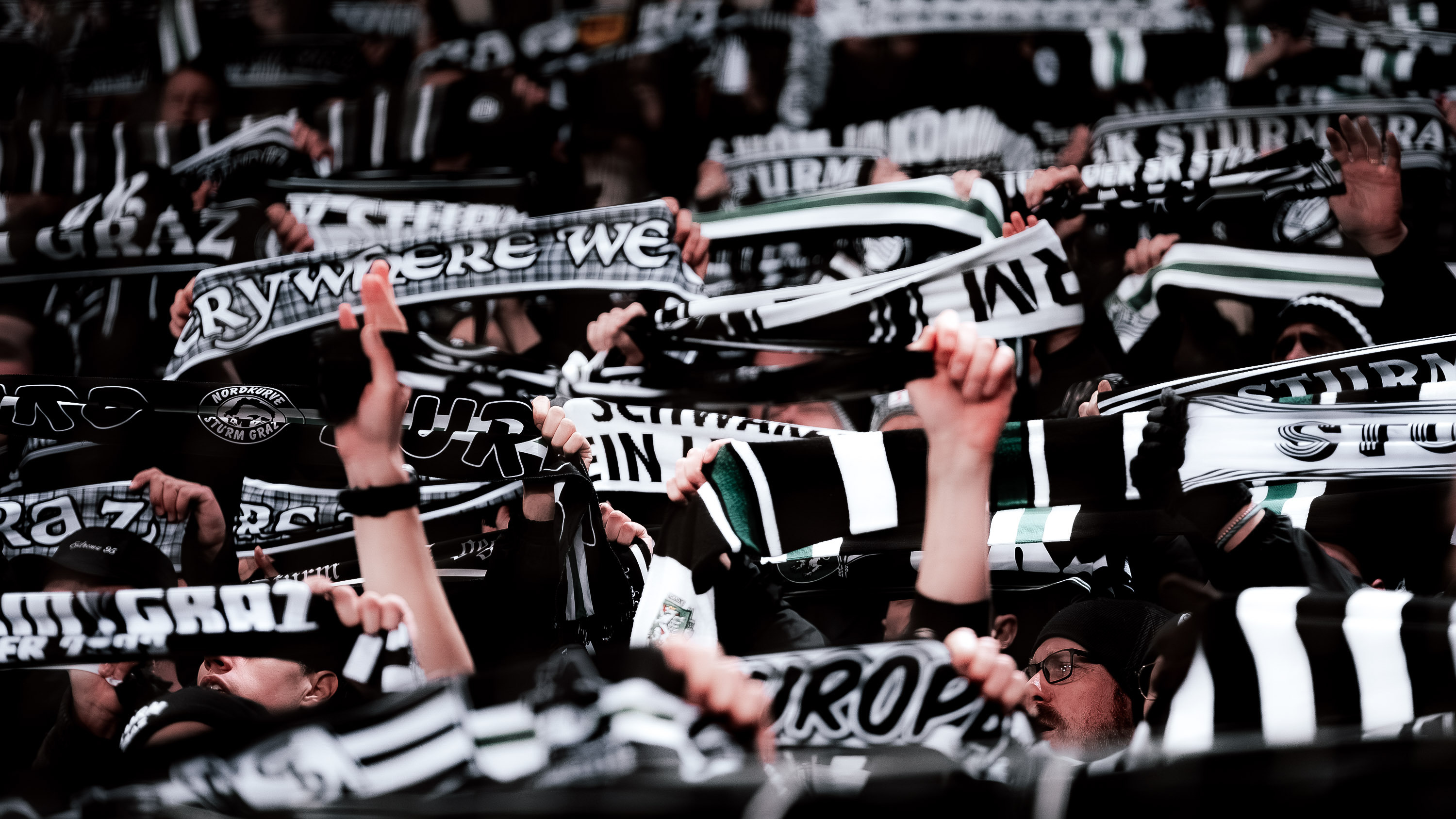 Viele Fans halten Schals hoch