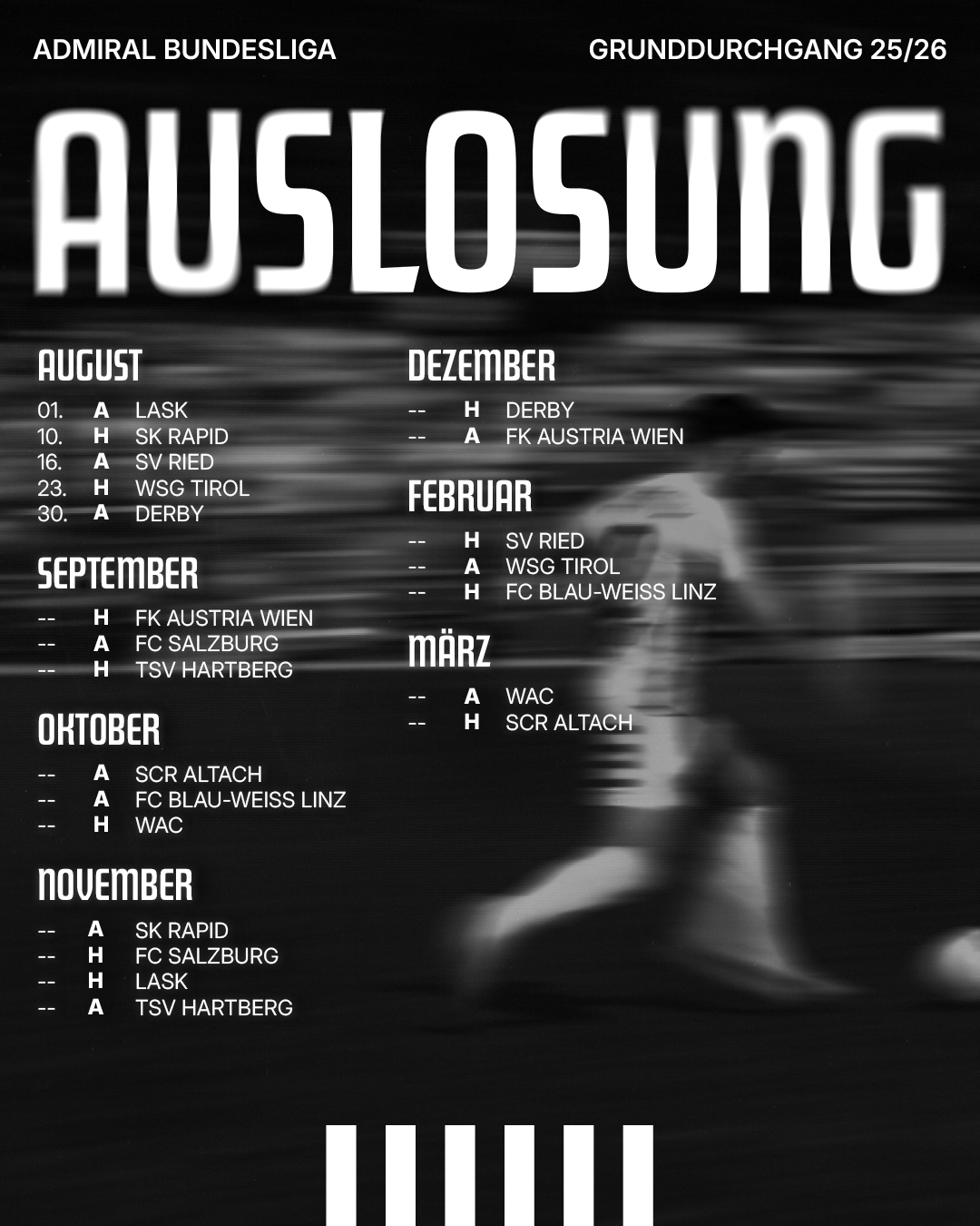 verschwommenes Bild, viel Schrift mit Daten zum Spielplan